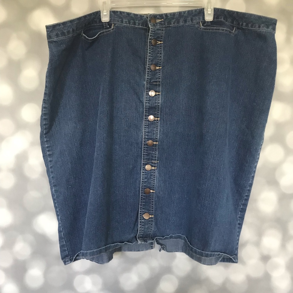 Avenue Button Front Denim Skirt
